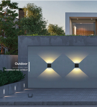 Load image into Gallery viewer, 2 modern outdoor lights fixed on a wall outside the house