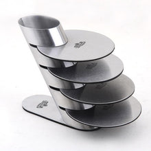 Load image into Gallery viewer, 4 stainless steel coasters on a stand