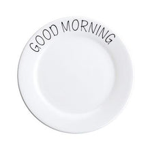 Load image into Gallery viewer, Good morning printed in black on a white ceramic plate
