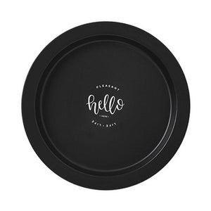 Modern Locus Black Designer Plate with Hello quote