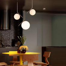 Load image into Gallery viewer, Peru ball pendant lights in a dining area 