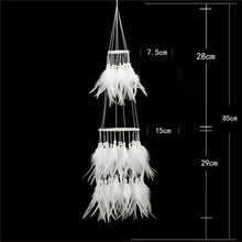 Load image into Gallery viewer, white dreamcatcher with size specifications on a black background