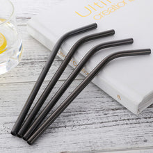 Load image into Gallery viewer, black curvy stainless steel straws