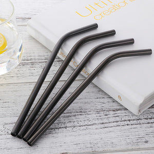 black curvy stainless steel straws