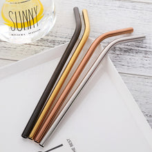 Load image into Gallery viewer, 4 stainless steel straws lying on a tray