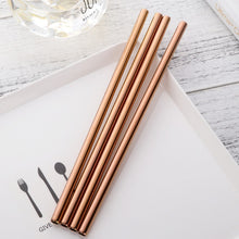 Load image into Gallery viewer, 4 gold colour stainless steel straws
