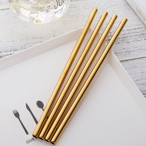 4 gold colour stainless steel straws