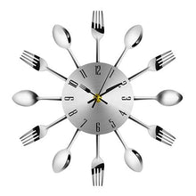 Load image into Gallery viewer, Stainless Steel Spoon and Fork Kitchen Clock