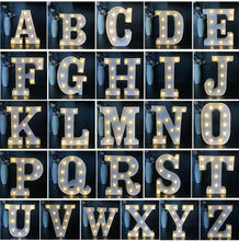 Load image into Gallery viewer, WHITE PLASTIC DECORATIVE LETTERS LIT WITH BULBS
