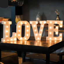 Load image into Gallery viewer, l.o.v.e. DECORATIVE letters in white plastic with led bulbs
