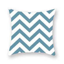 Load image into Gallery viewer, White and blue geometric design cushion cover - FunkChez