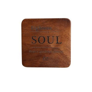 Zakka Natural Wooden Square Coaster Set with Engraved Soul Quote