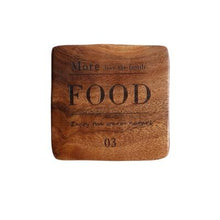 Load image into Gallery viewer, Zakka Natural Wooden Square Coaster with Engraved Food Quote