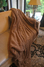 Load image into Gallery viewer, BROWN LUXURY FAUX FUR SHERPA BLANKET 