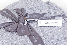 Load image into Gallery viewer, marshmallow heather grey throw blanket wrapped with a ribbon FunkChez