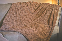 Load image into Gallery viewer, BROWN LUXURY FAUX FUR SHERPA BLANKET 