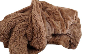 BROWN LUXURY FAUX FUR SHERPA BLANKET 