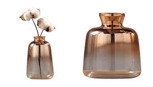 1 set of 2 elegant rose gold glass vases