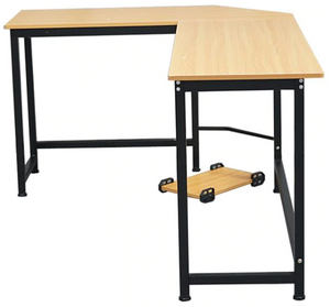 Manly - L-Shaped Desktop Computer Desk Black and Beech Wood Color. Ships only to United States