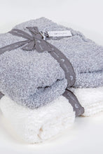 Load image into Gallery viewer, Marshmallow throw blanket set in heather grey and ivory FunkChez