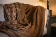 Load image into Gallery viewer, BROWN LUXURY FAUX FUR SHERPA BLANKET 