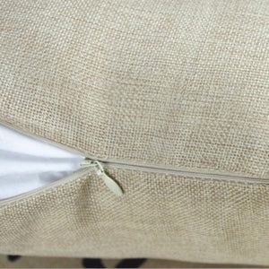 IMAGE OF A CONCEALED ZIP ON A LINEN BEIGE CUSHION COVER