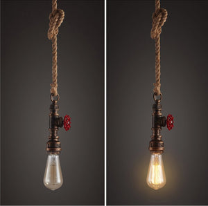 2 AIDEN ROPE PENDANT LIGHTS DISPLAYING LIGHT ON AND LIGHT OFF