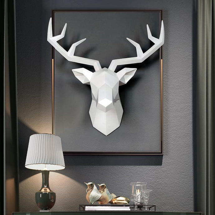 Bajouka white deer head on a black frame home decor piece
