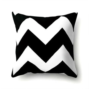 BLACK & WHITE GEOMETRIC PATTERN CUSHION COVER