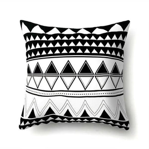 BLACK & WHITE GEOMETRIC PATTERN CUSHION COVER