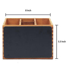 Load image into Gallery viewer, chalkboard wooden cutlery box with size dimensions displayed