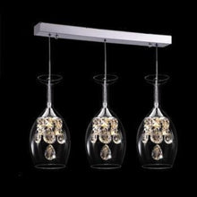 Load image into Gallery viewer, cocktail chandelier lights shaped in a wine glass hanging on a bar