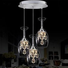 Load image into Gallery viewer, 3 cocktail chandelier lights shaped in a wine glass