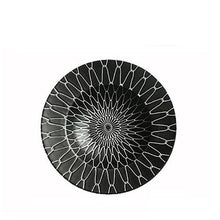Load image into Gallery viewer, BLACK WITH WHITE GEOMETRIC SHAPES PRINTED ON THE DEJAVU DEEP DISH DINNERWARE
