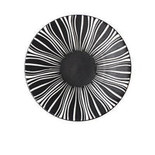 Load image into Gallery viewer, BLACK WITH WHITE LINES PRINTED ON A DEJAVU DINNER PLATE
