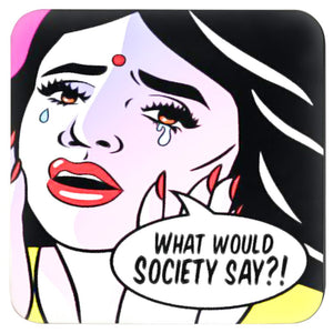PRINTED IMAGE OF INDIAN GIRL POP ART ON A COASTER