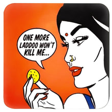 Load image into Gallery viewer, PRINTED IMAGE OF INDIAN GIRL POP ART ON A COASTER