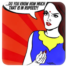 Load image into Gallery viewer, PRINTED IMAGE OF INDIAN GIRL POP ART ON A COASTER