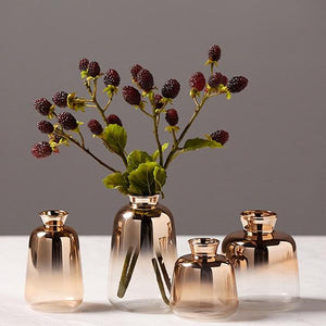 set of 4 elegant rose gold glass vases with flowers