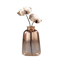 Load image into Gallery viewer, Elegant rose gold glass vase with 2 flowers