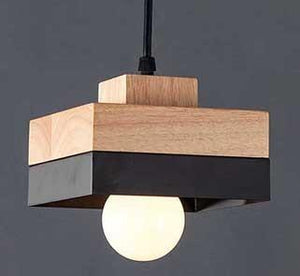 FABY TWO TONE CEILING LIGHT IN BLACK AND WOOD FINISH