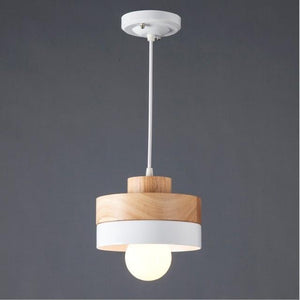 FABY TWO TONE CEILING LIGHT IN WHITE AND WOOD FINISH