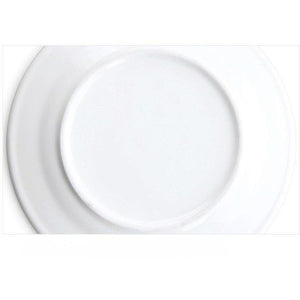 image of the back of a white ceramic plate 