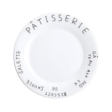 Load image into Gallery viewer, FRENCH BREAKFAST white ceramic PLATE with black typography