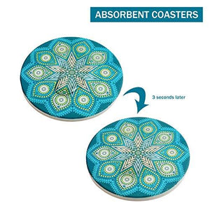 2 green abstract indian coasters