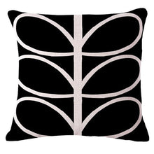 Load image into Gallery viewer, Funky black cushion cover with white abstract leaves