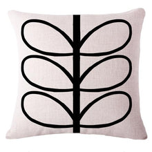 Load image into Gallery viewer, Funky white cushion cover with black abstract leaves