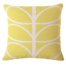 Load image into Gallery viewer, Funky yellow cushion cover with white abstract leaves