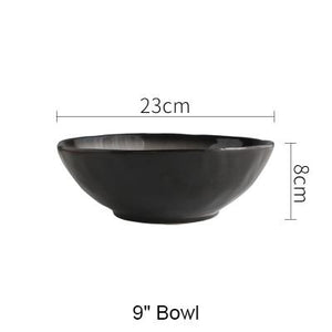 greyish black salad 9 inch  bowl from the grak dinnerware collection- FunkChez