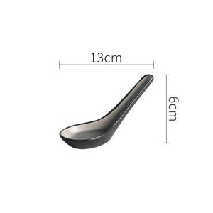 greyish black soup spoon from the grak dinnerware collection- FunkChez